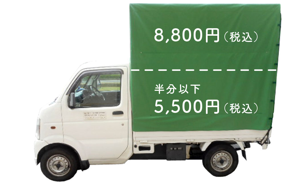 幌付き軽トラ1台　5,500〜8,800円